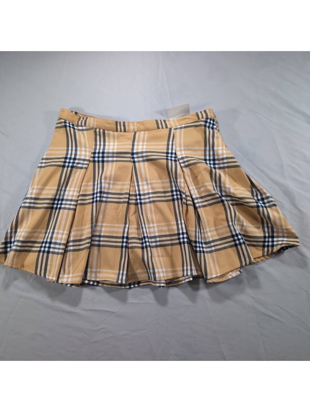 NWT SO Yellow Plaid Pleated Schoolgirl Mini Skirt • Size 15